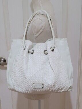 Emilie M. White Woven Hobo Shoulder Bag